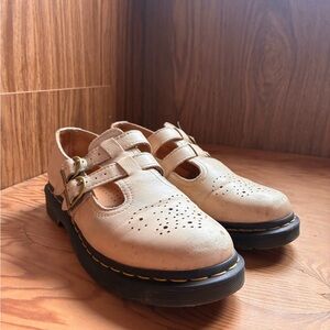 Dr. Martens Cream Flats with Buckle Detail